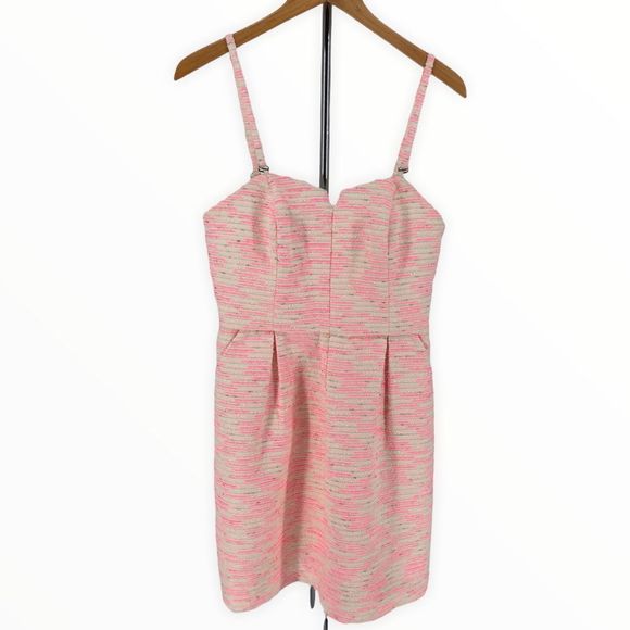 Moulinette Soeurs Anthro Pink Tweed Convertible Strapless Dress size 6 - Picture 3 of 13